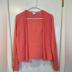 J. Jill Lightweight Open Front Linen Blend Cardigan Coral Pink Orange Size S